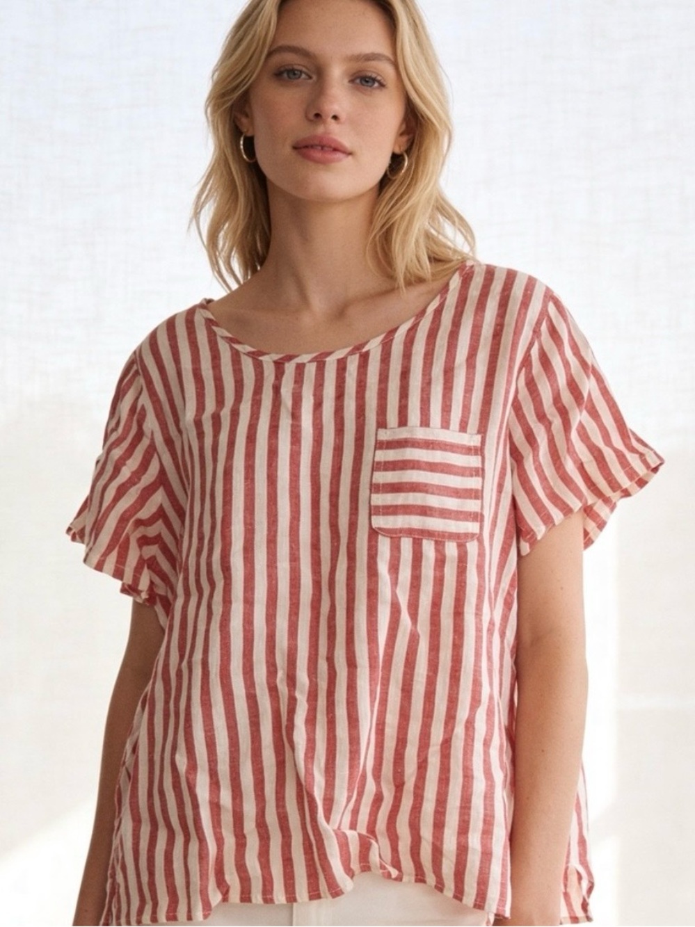 Christian Siriano Linen Top